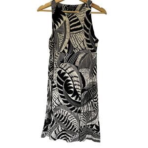 Athleta black and white patterned sleeveless midi dress women's size S modal